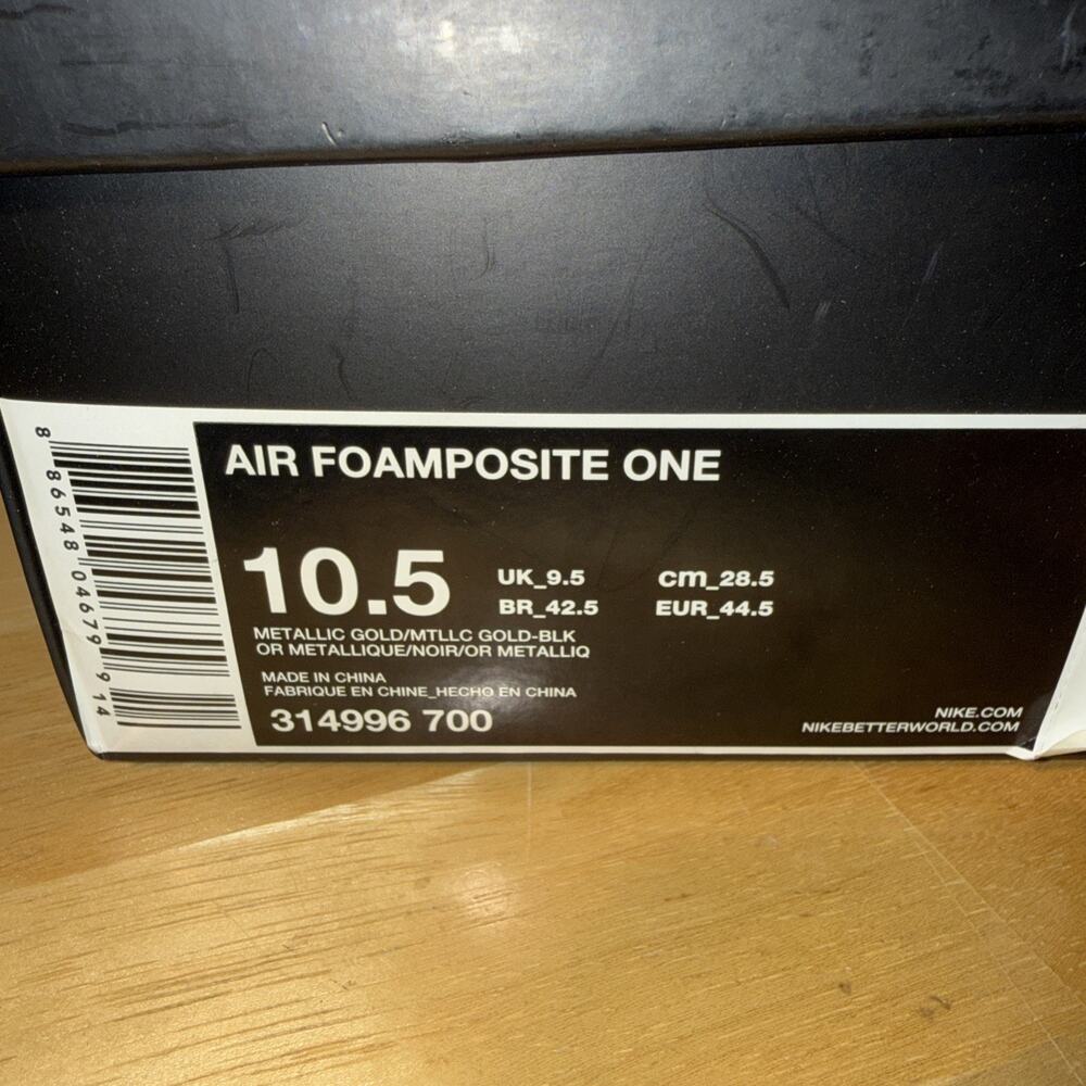 Size 10.5 - Nike Air Foamposite One Metallic Gold - Picture 10 of 11